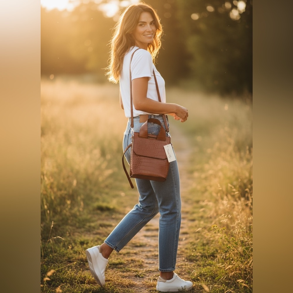 NEW•ASOS Brown Adjustable Backpack/ Convertible S… - image 3